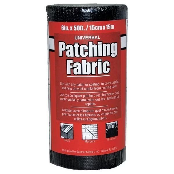 Patching Fabric, 50 ft L, 6 in W, Fiberglass, Black, Gardner, Mfr#: 4502-GA